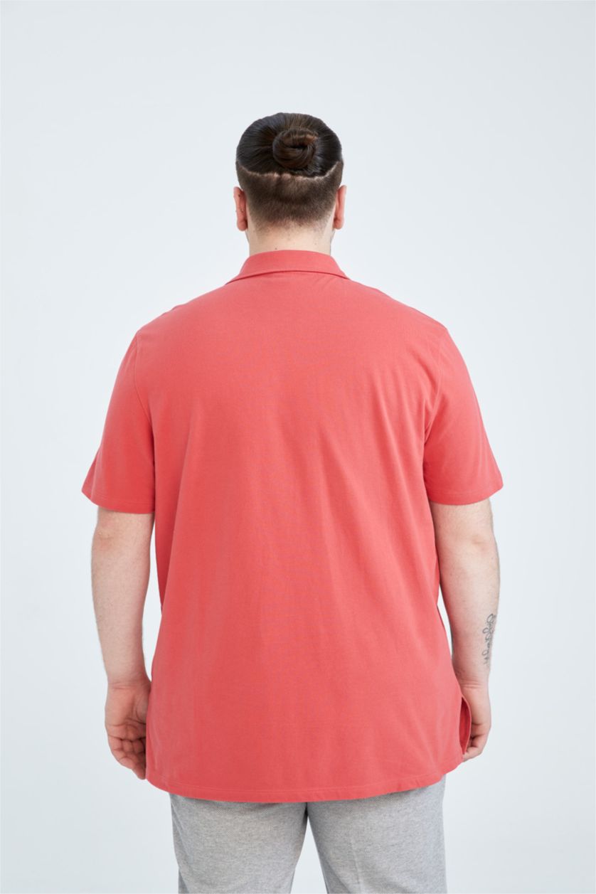 رجال أحمر فاتح تيشيرت بولو قصة عادية