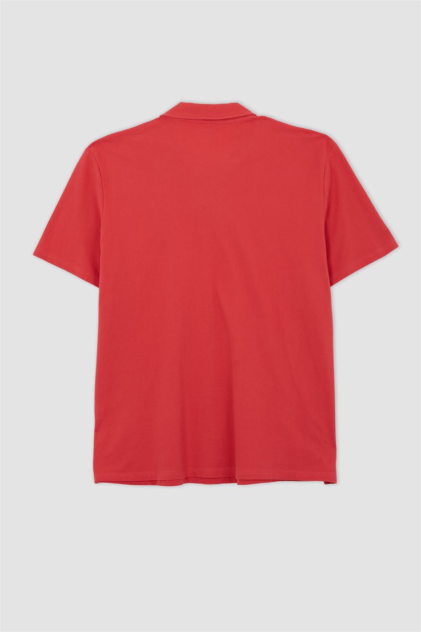 رجال أحمر فاتح تيشيرت بولو قصة عادية