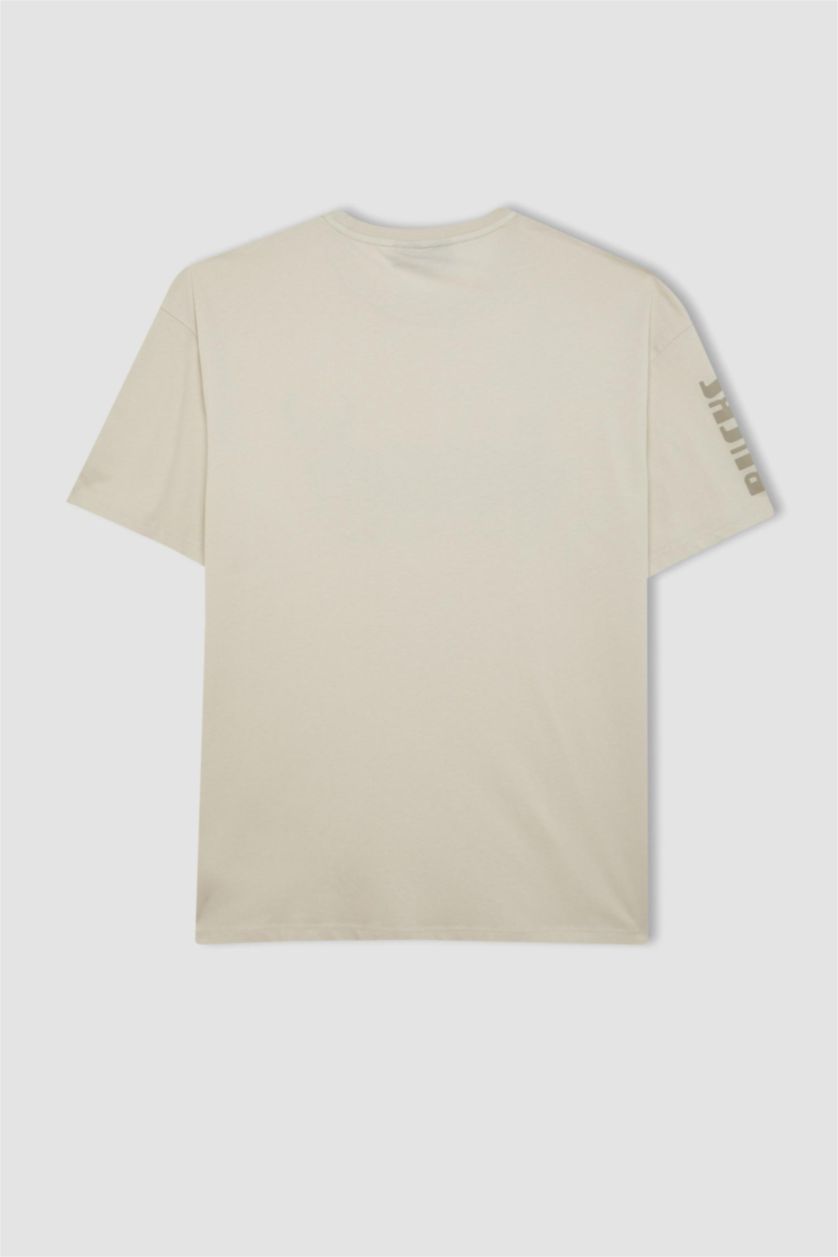 HOMME Beige T-shirt NBA Milwaukee Bucks à col rond et manches courtes de DeFacto Fit