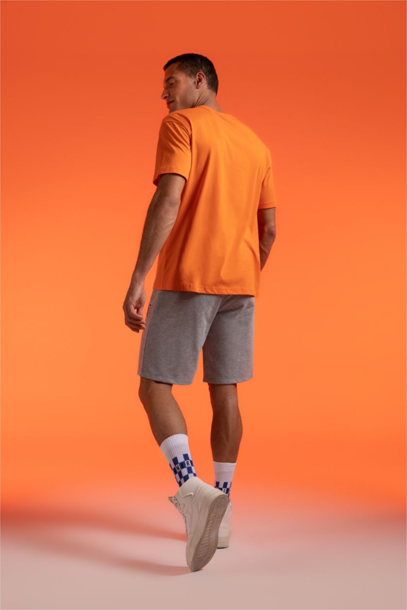 Erkek Turuncu DeFactoFit NBA Brooklyn Nets Boxy Fit Sürdürülebilir %100 Pamuk Tişört