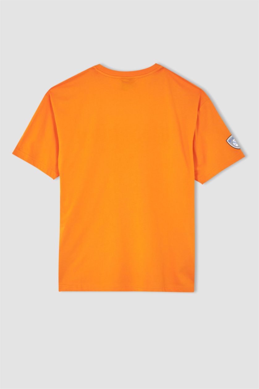 Erkek Turuncu DeFactoFit NBA Brooklyn Nets Boxy Fit Sürdürülebilir %100 Pamuk Tişört