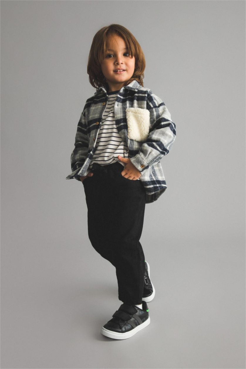 Малыши мальчики Антрацит Брюки стандартного кроя с эластичным поясом с карманом для малышей мальчиков