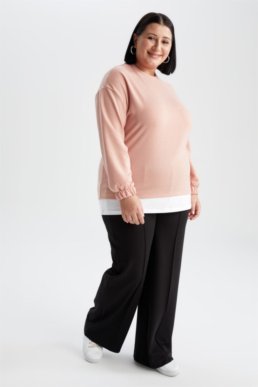 نساء أسود بنطلون مقاس كبير من قماش كريب من Df Plus