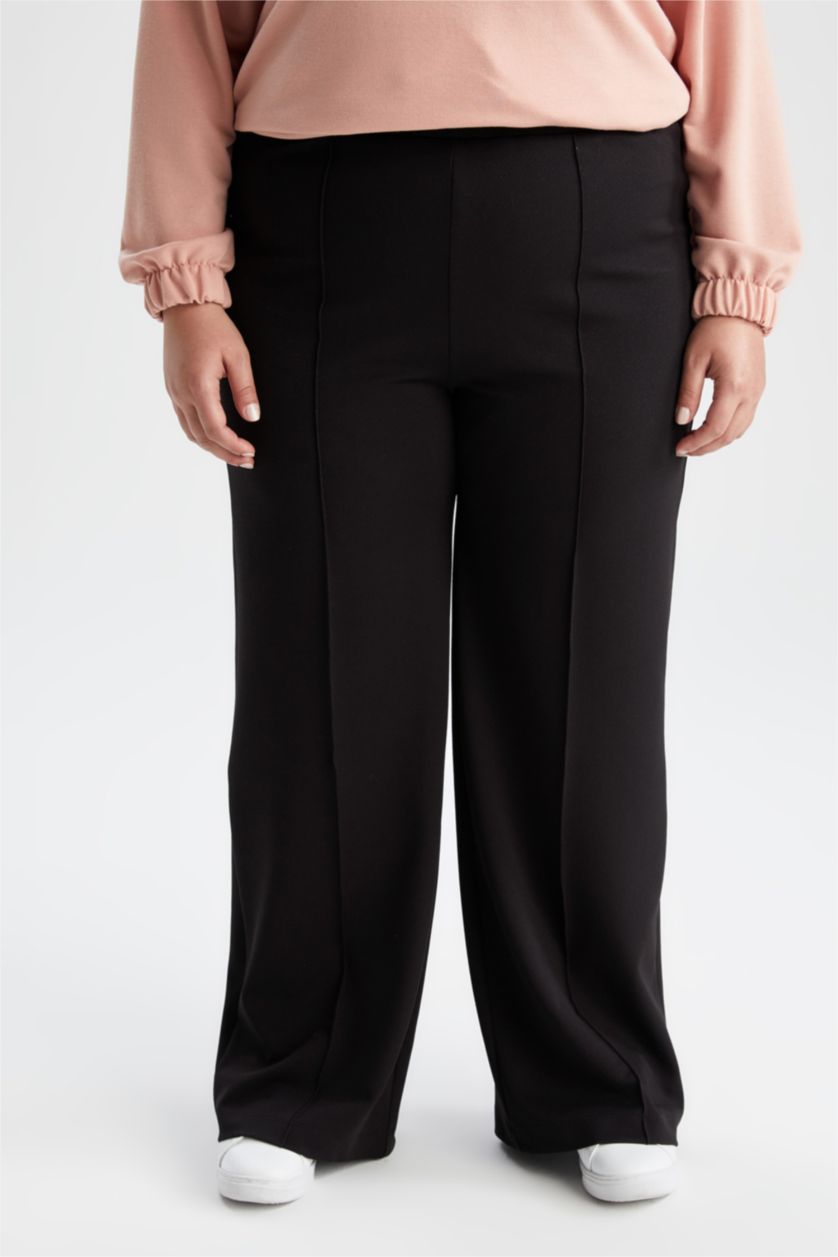 نساء أسود بنطلون مقاس كبير من قماش كريب من Df Plus