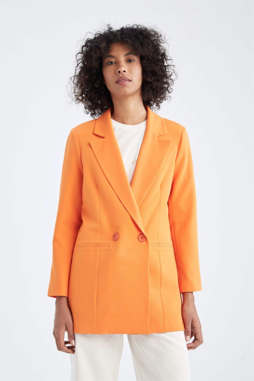 FEMME Orange Blazer Coupe Oversize En Crêpe