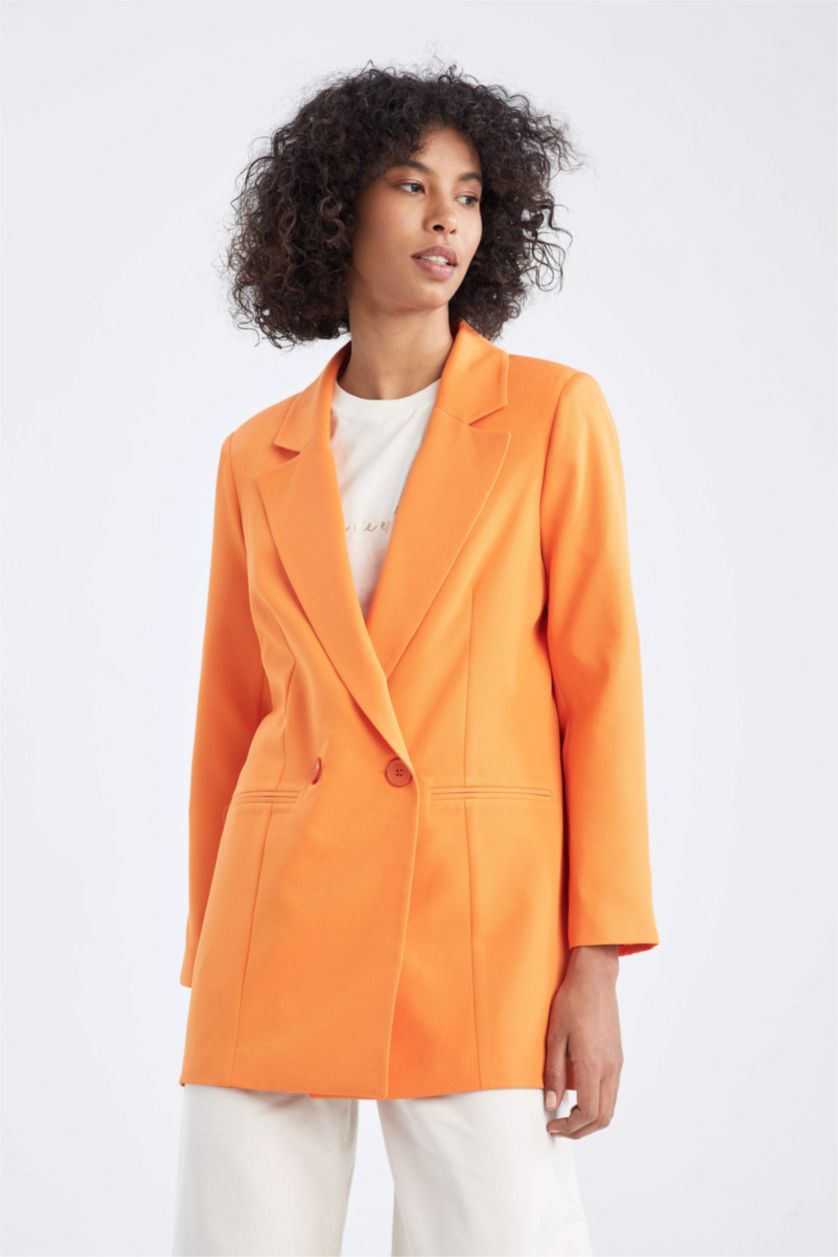 FEMME Orange Blazer Coupe Oversize En Crêpe
