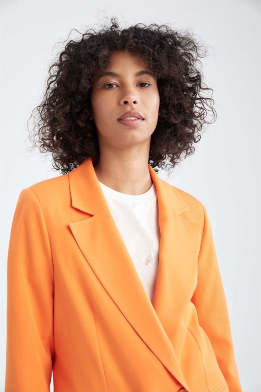 FEMME Orange Blazer Coupe Oversize En Crêpe