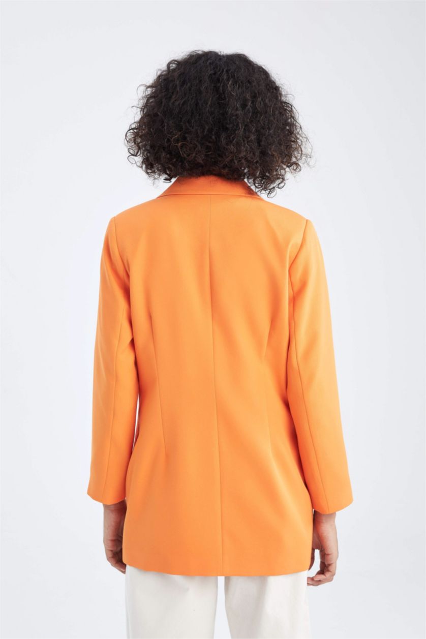FEMME Orange Blazer Coupe Oversize En Crêpe