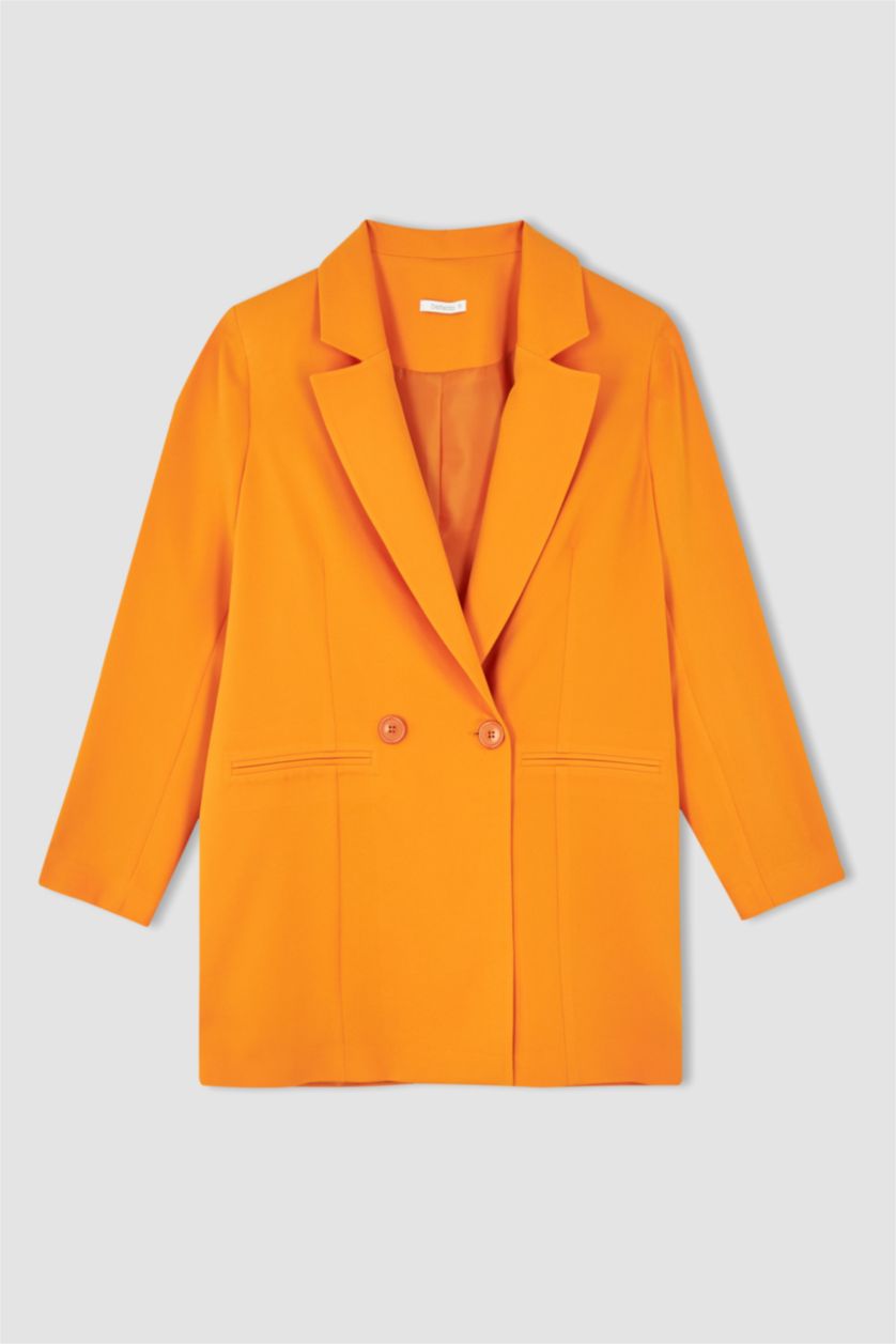 FEMME Orange Blazer Coupe Oversize En Crêpe