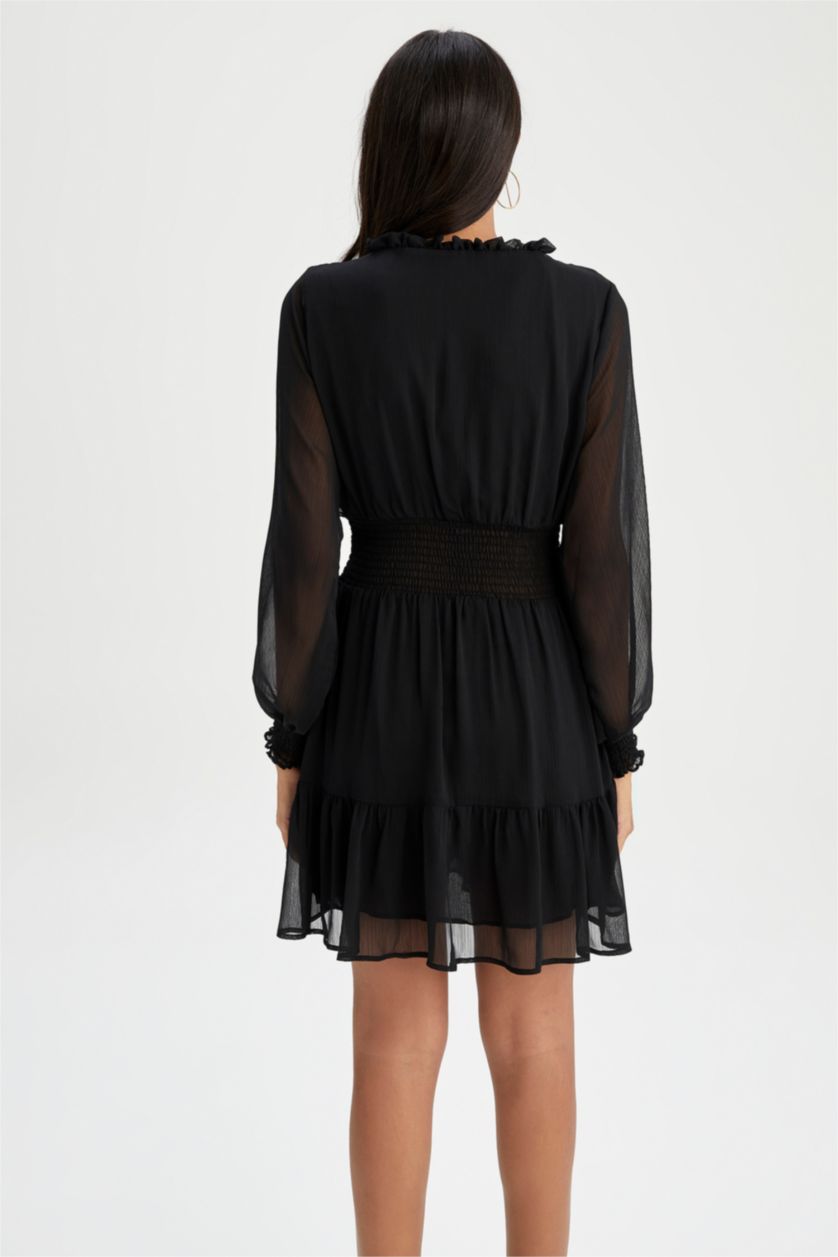 WOMAN Black Chiffon Mini Dress