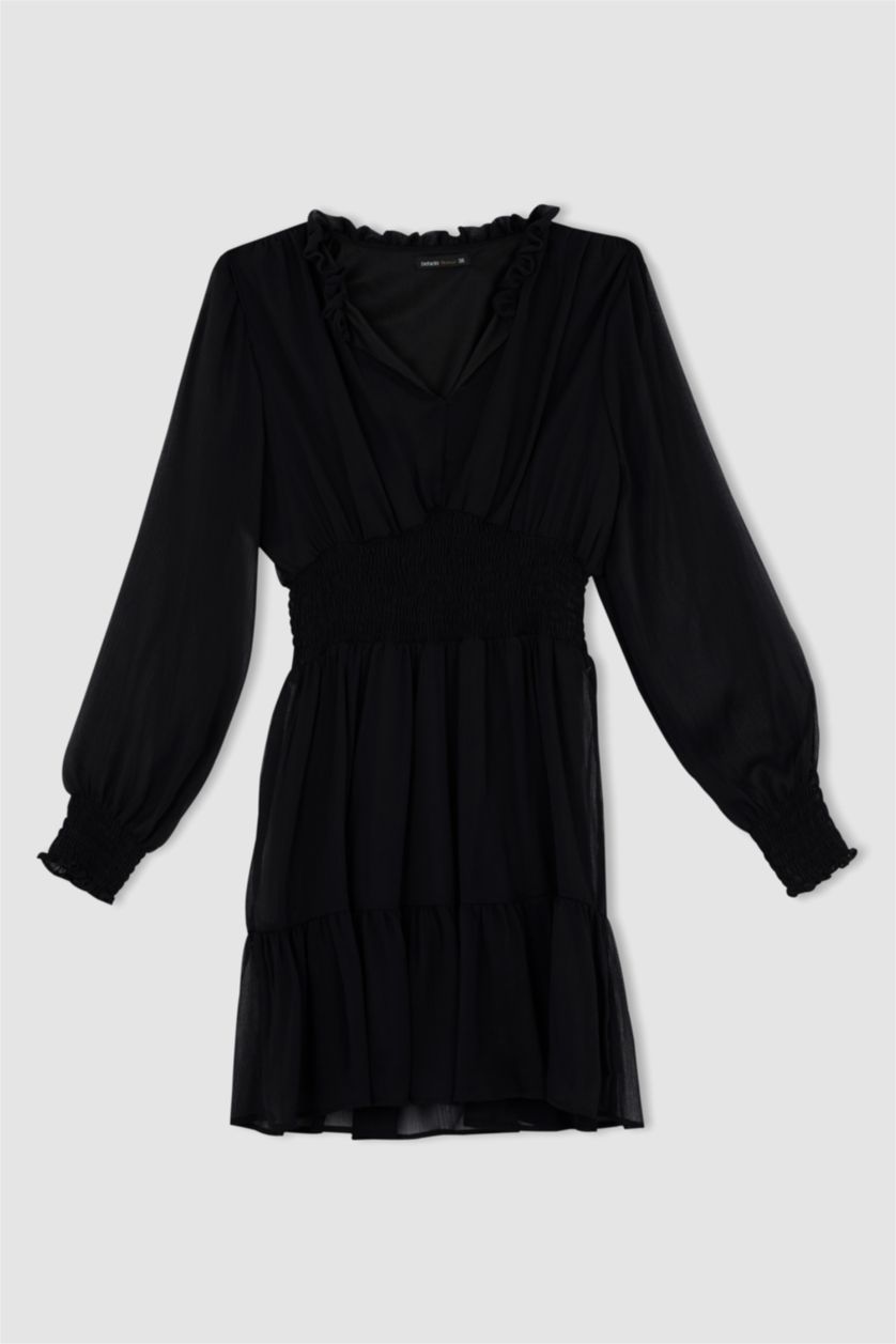 WOMAN Black Chiffon Mini Dress