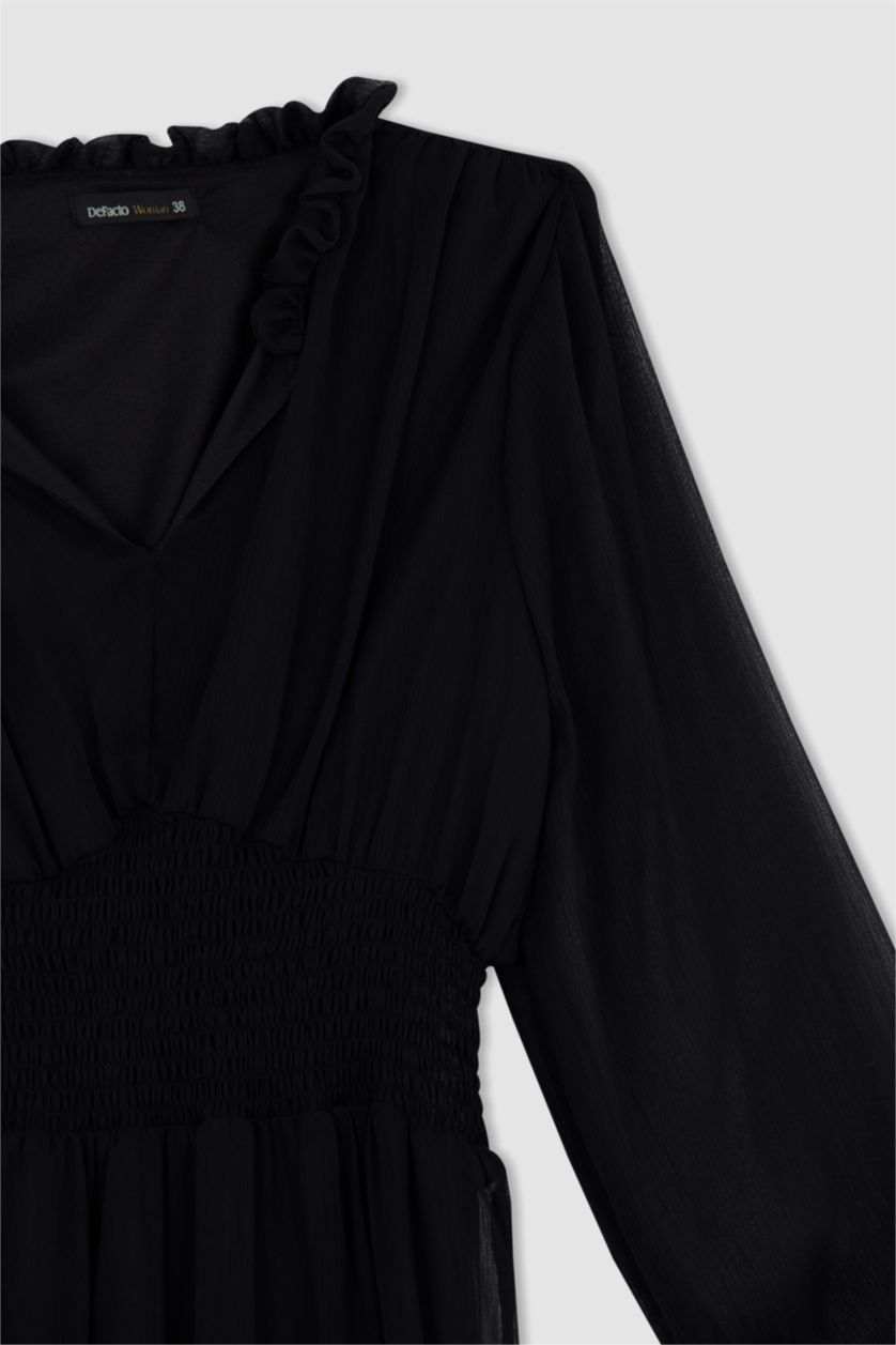 WOMAN Black Chiffon Mini Dress