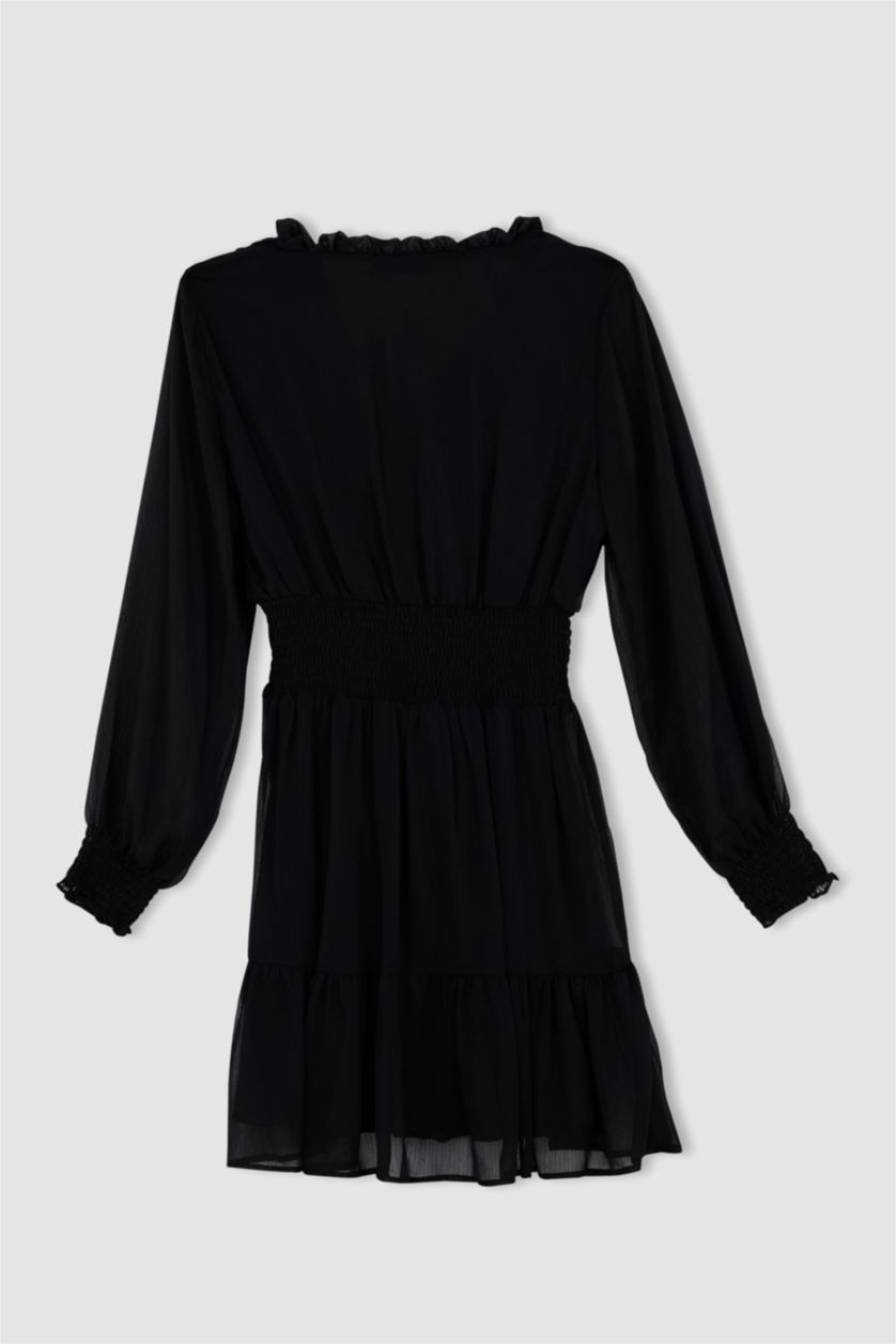 WOMAN Black Chiffon Mini Dress