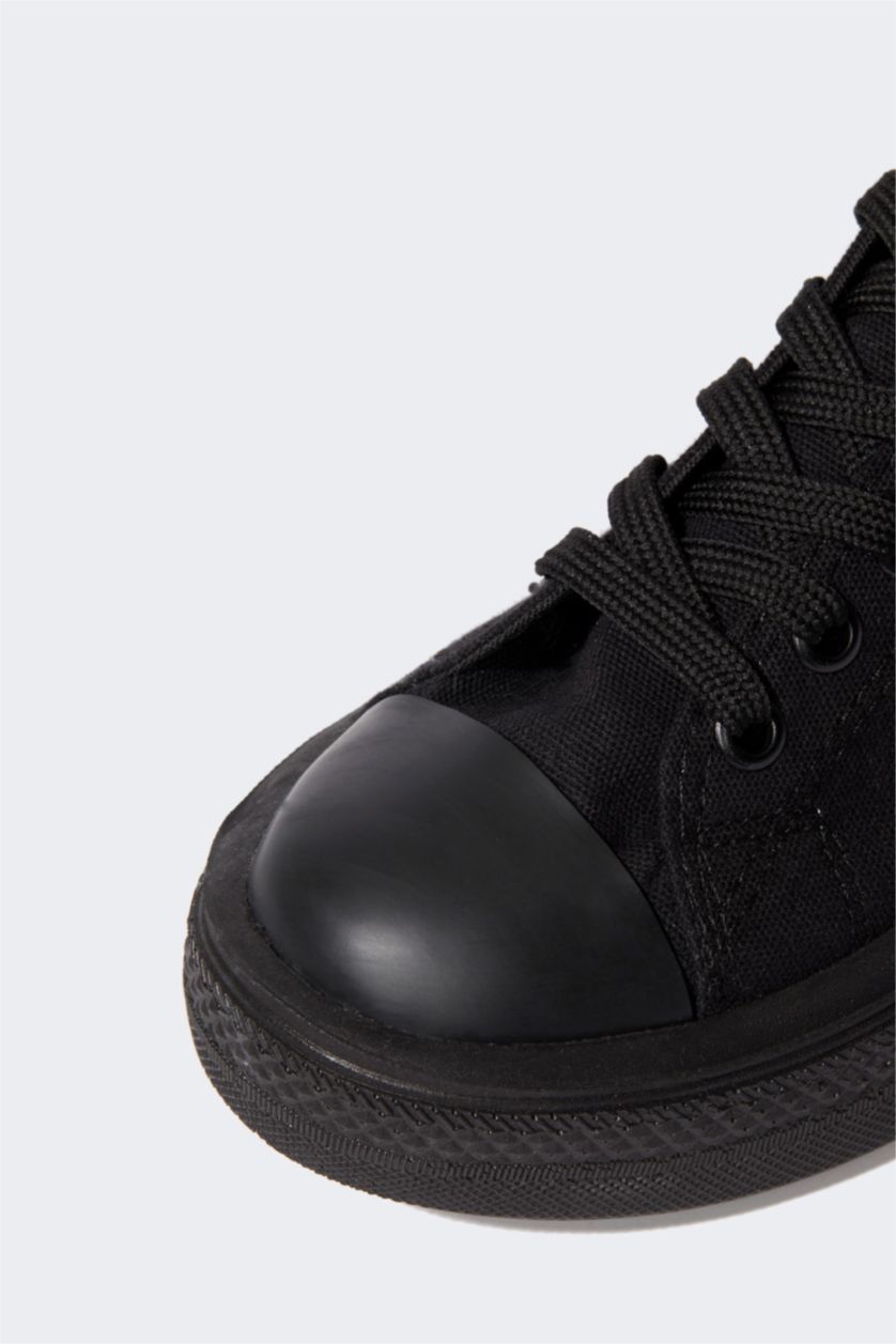 Kadın Siyah Kadın Bağcıklı Yüksek Taban Sneaker Ayakkabı