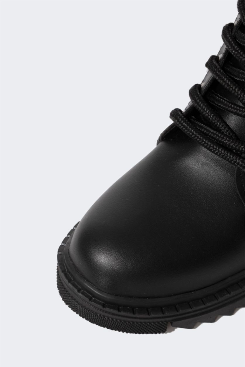 Kadın Siyah Kadın Wonder Woman Suni Deri Bağcıklı Bot