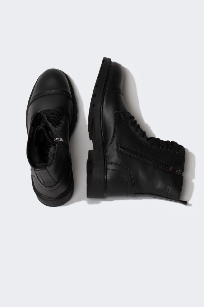 Kadın Siyah Kadın Wonder Woman Suni Deri Bağcıklı Bot