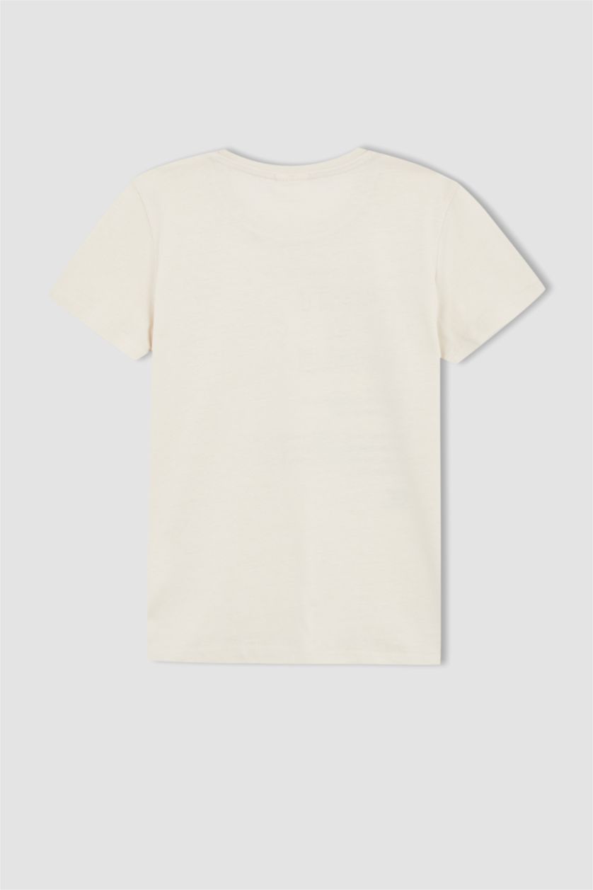 BOYS & TEENS Beige Boy Regular Fit Short Sleeve Text Print T-Shirt