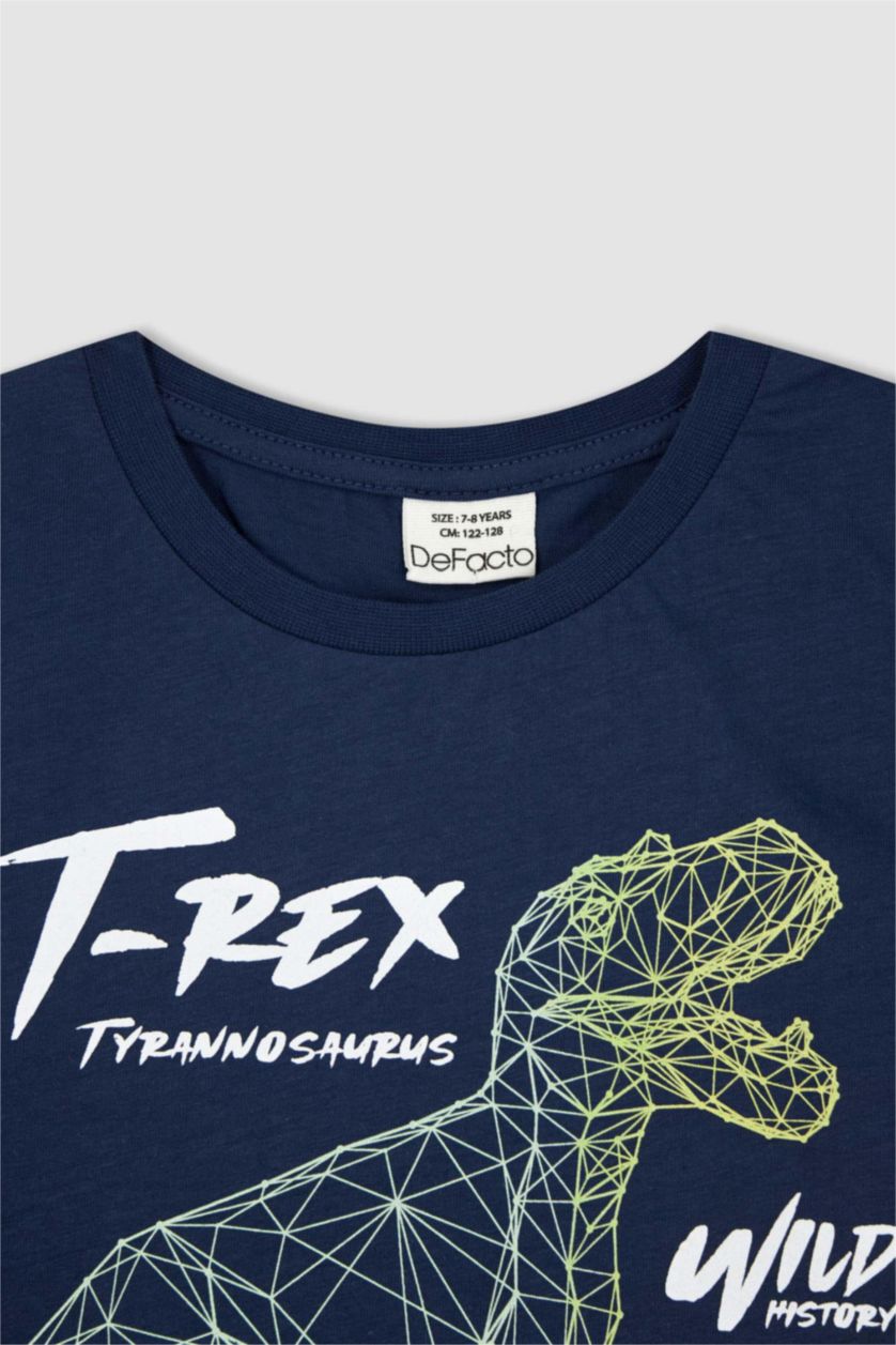 BOYS & TEENS NAVY Boy Regular Fit Color Changing Dinosaur Printed Crew Neck Singlet