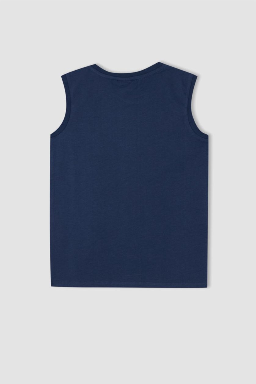 BOYS & TEENS NAVY Boy Regular Fit Color Changing Dinosaur Printed Crew Neck Singlet