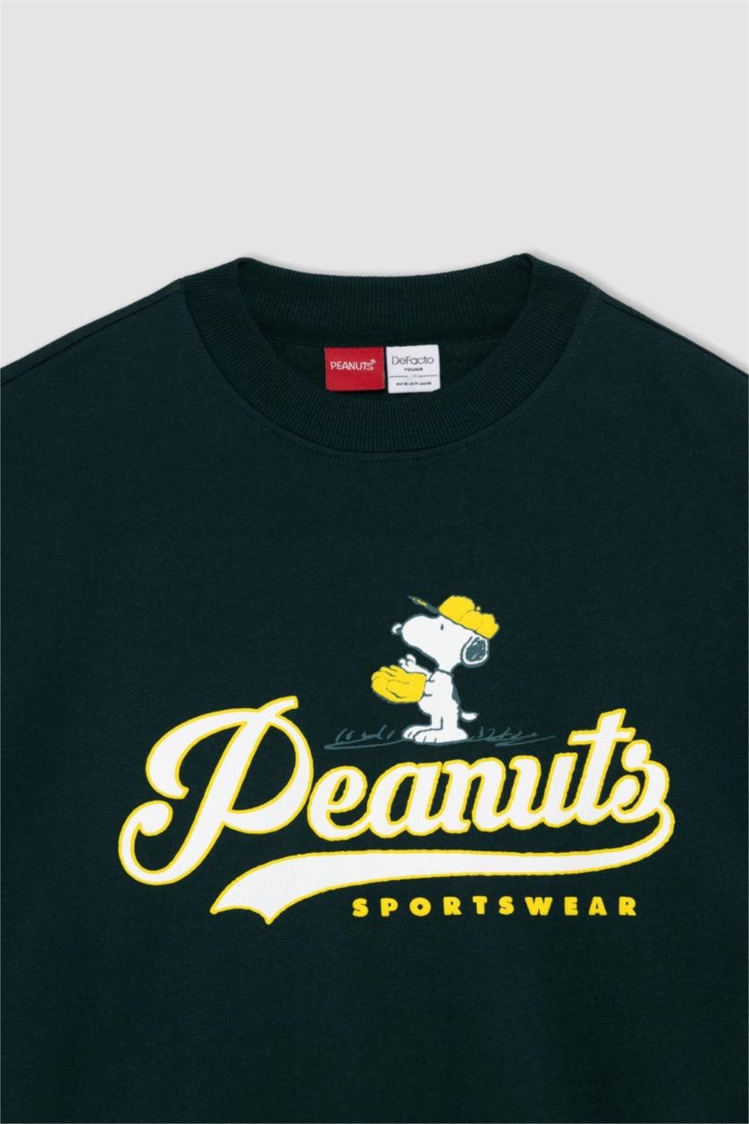 HOMME Vert Foncé Sweat- Shirt Coupe Oversize Col rond Snoopy