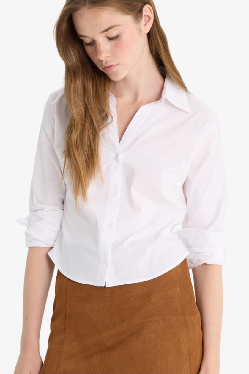 حريمي VIOLET WHITE قميص كم طويل سليم فيت