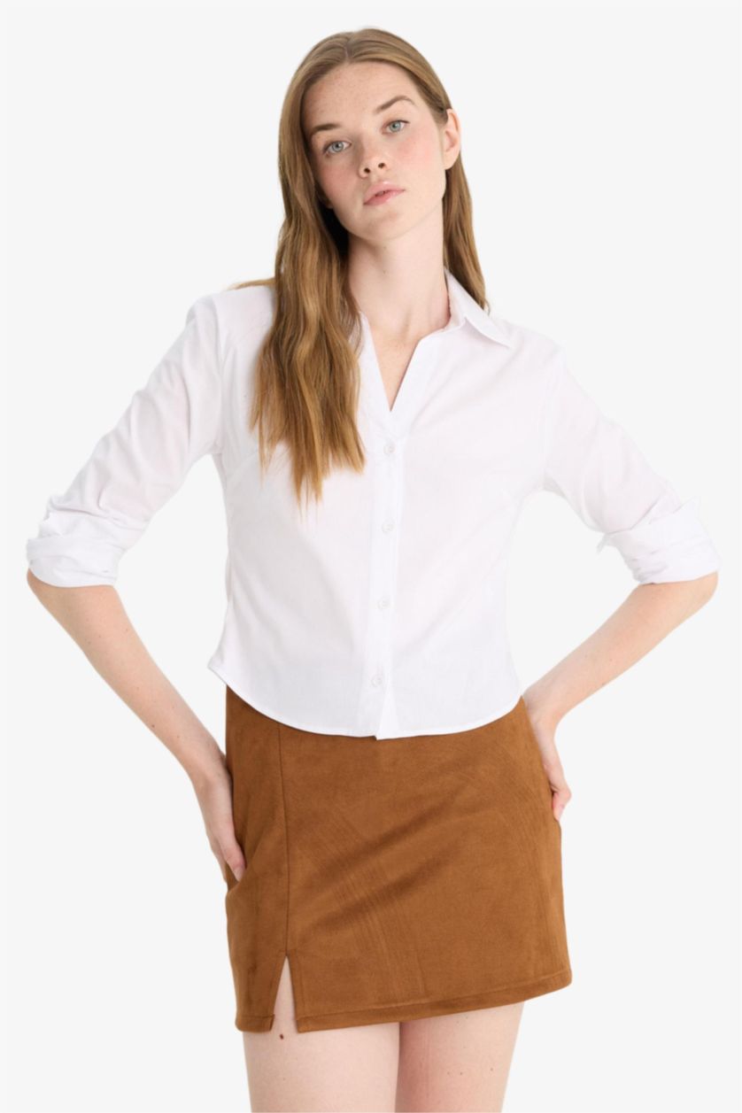 حريمي VIOLET WHITE قميص كم طويل سليم فيت