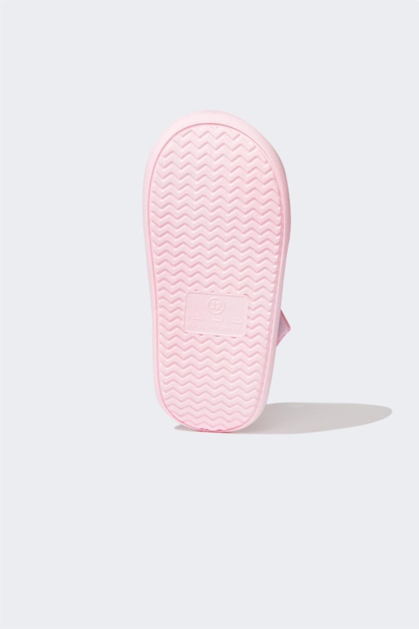 Kız Çocuk - Genç Kız Pembe Kız Çocuk Cırt Cırtlı Düz Taban Sandalet