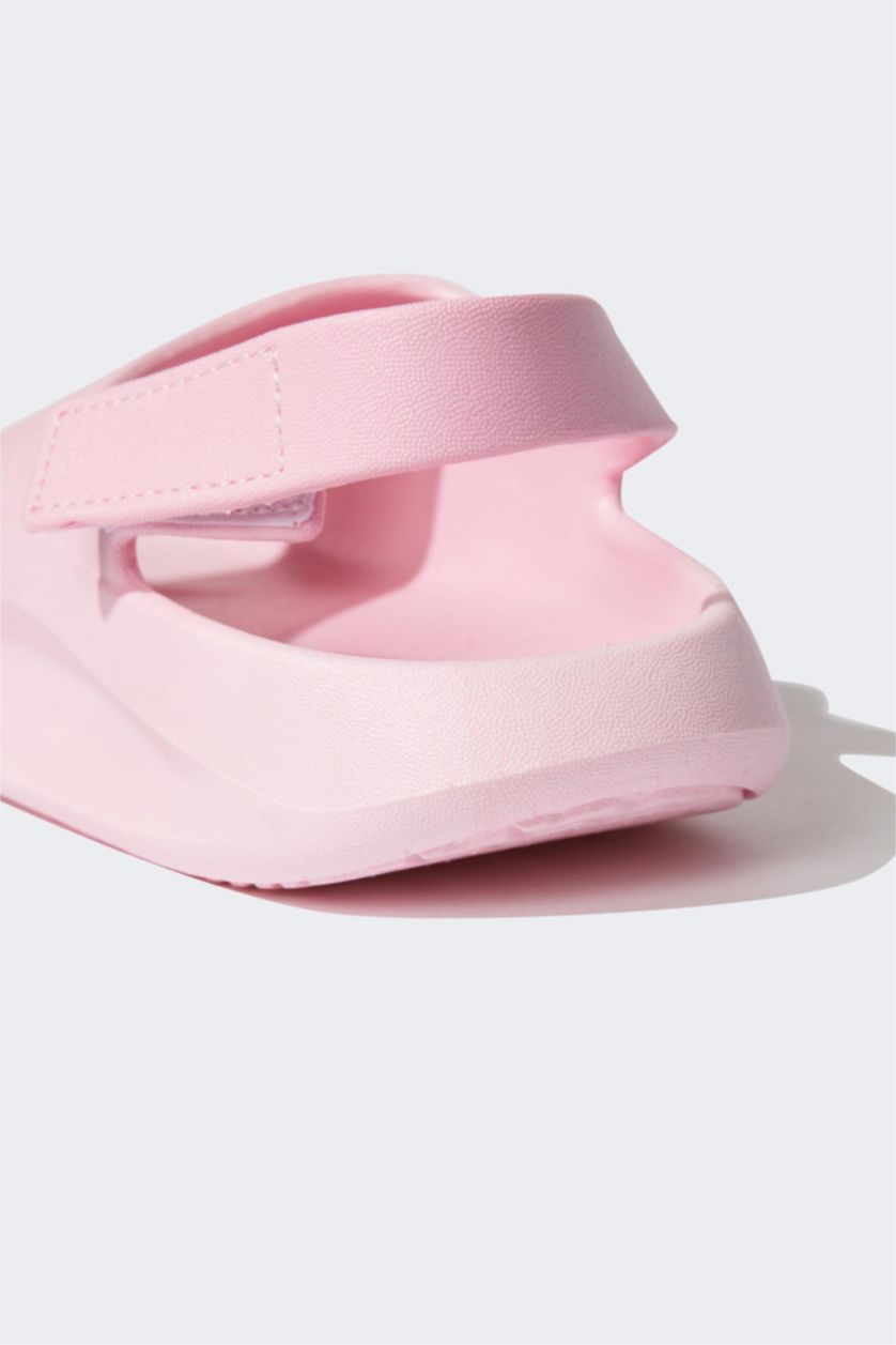 Kız Çocuk - Genç Kız Pembe Kız Çocuk Cırt Cırtlı Düz Taban Sandalet