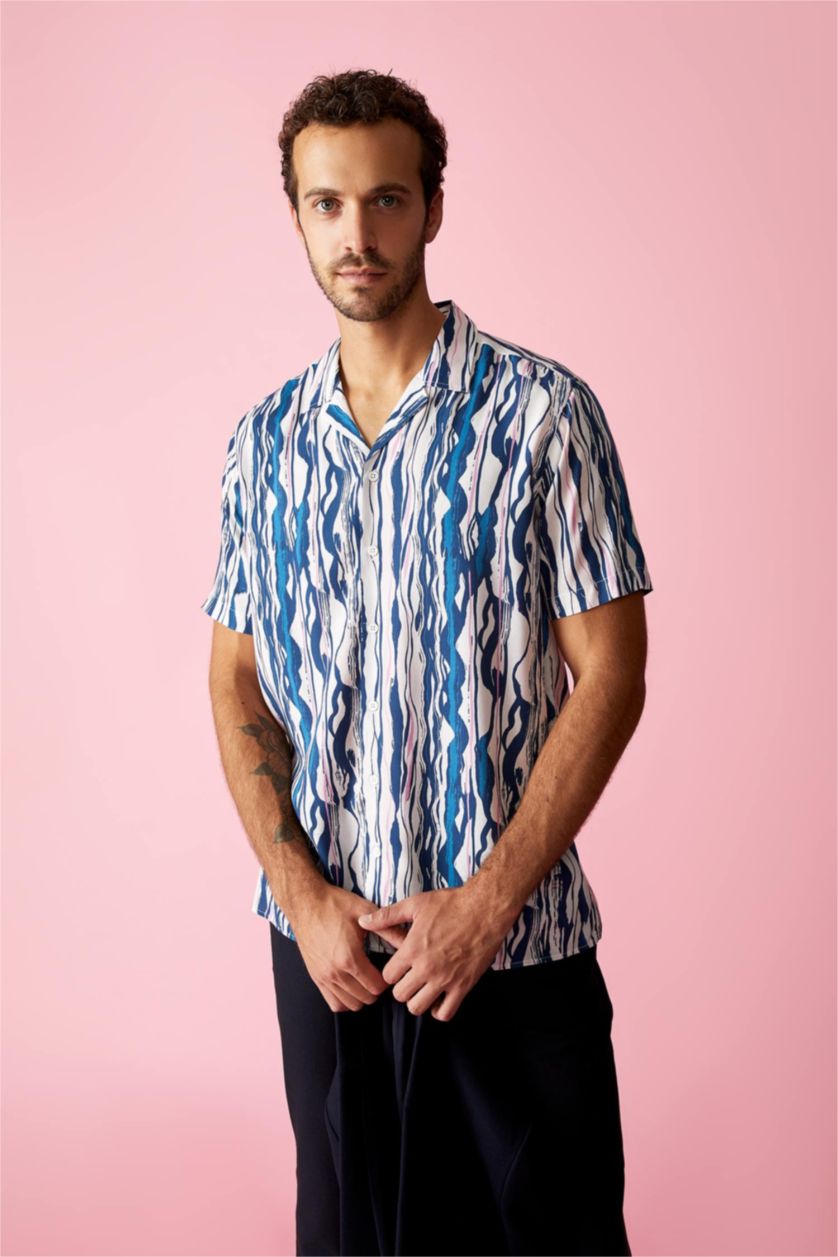 رجالي اوف وايت قميص بولو مطبوع مودرن فيت