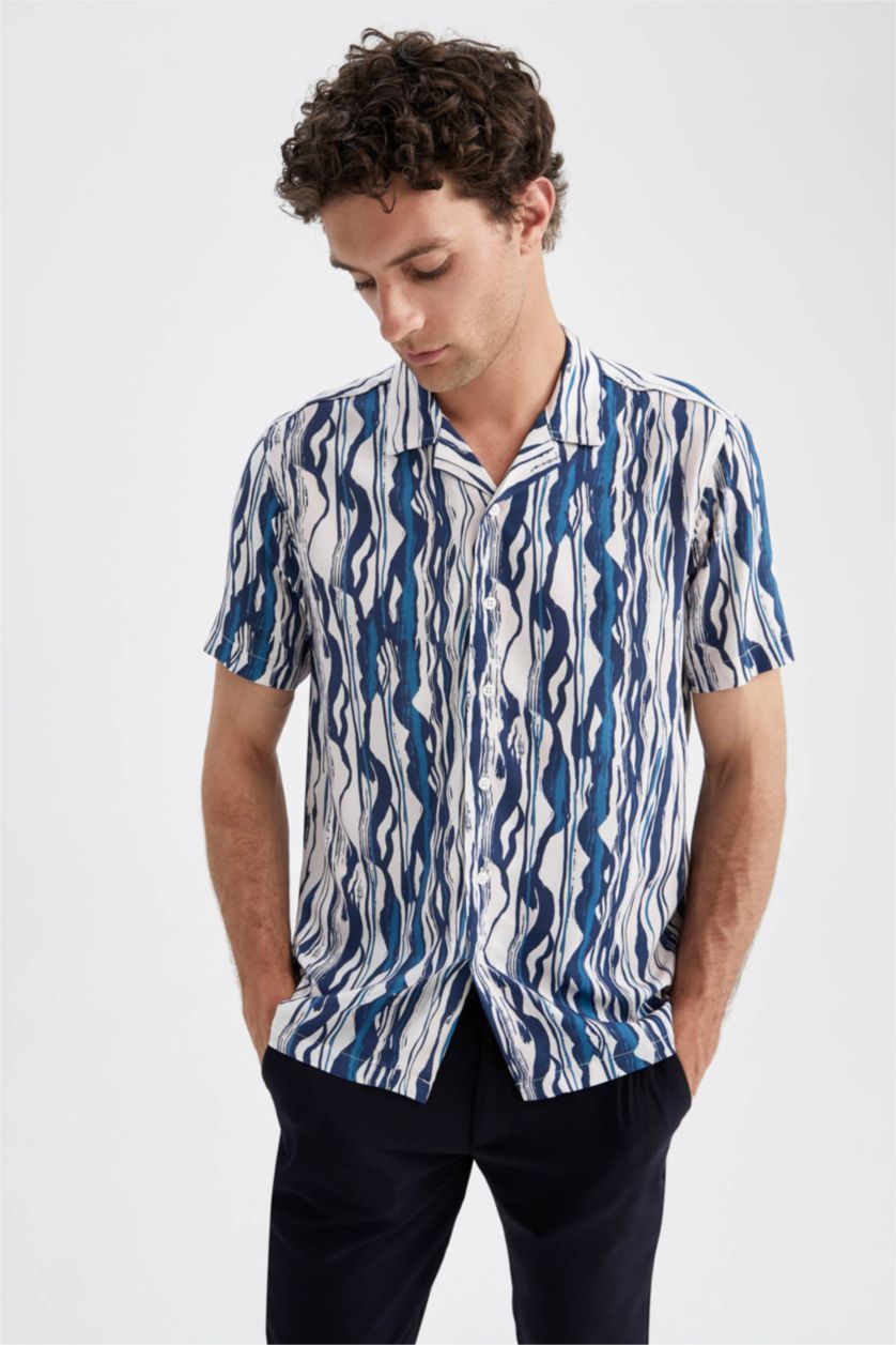 رجالي اوف وايت قميص بولو مطبوع مودرن فيت