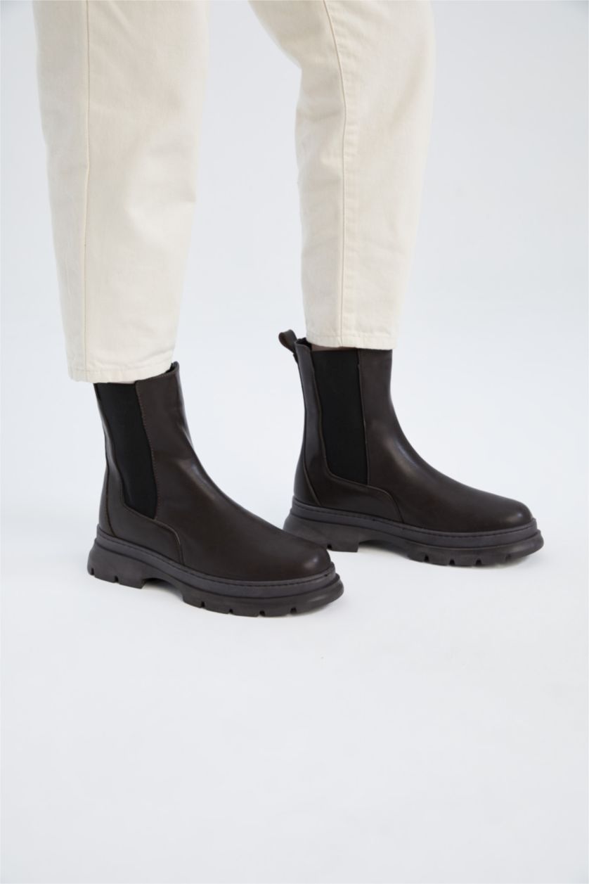 FEMME Marron Bottes Semelle Épaisse Femme