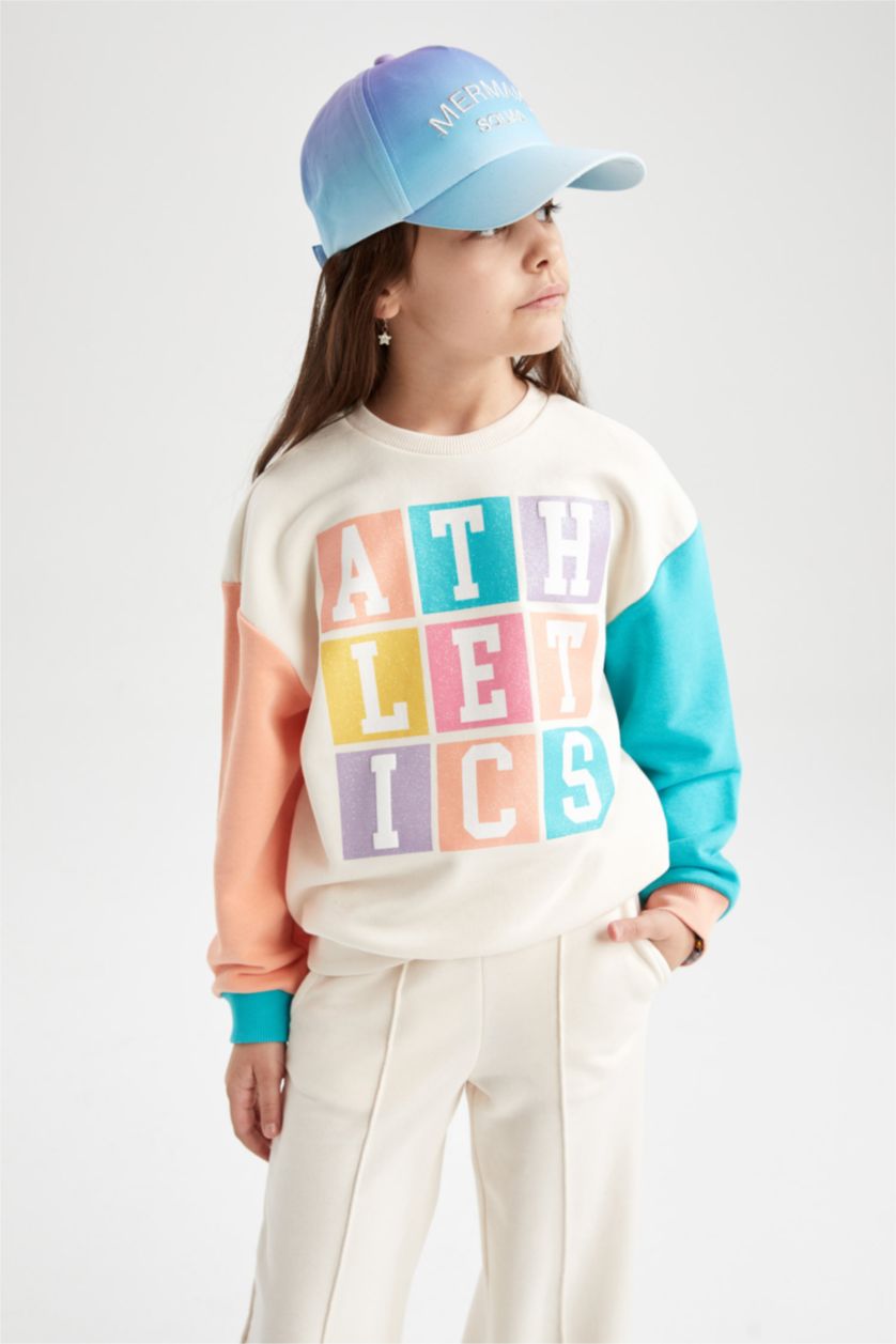 بناتي زهري فاتح طقم بناتي سويت شيرت وبنطلون سويت بانتس - قطعتين