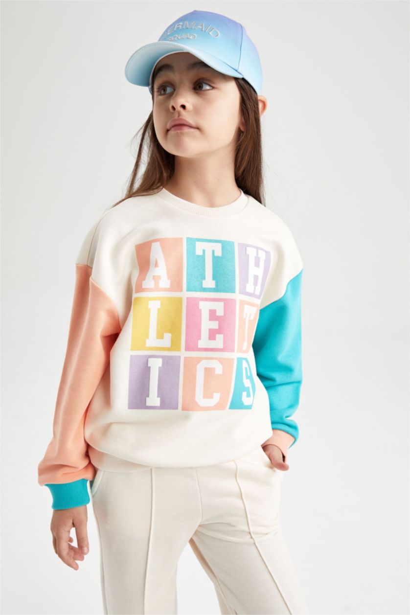 بناتي زهري فاتح طقم بناتي سويت شيرت وبنطلون سويت بانتس - قطعتين