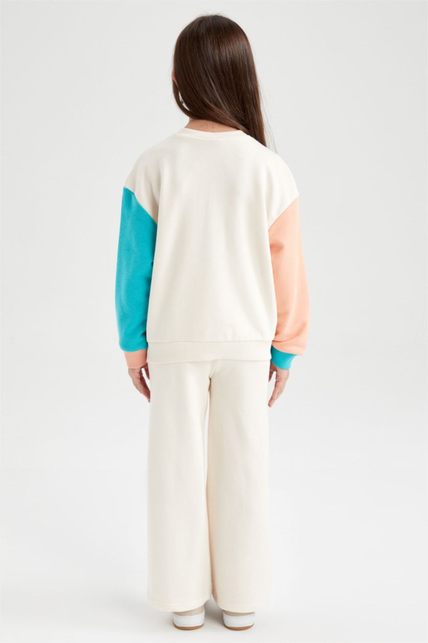 بناتي زهري فاتح طقم بناتي سويت شيرت وبنطلون سويت بانتس - قطعتين