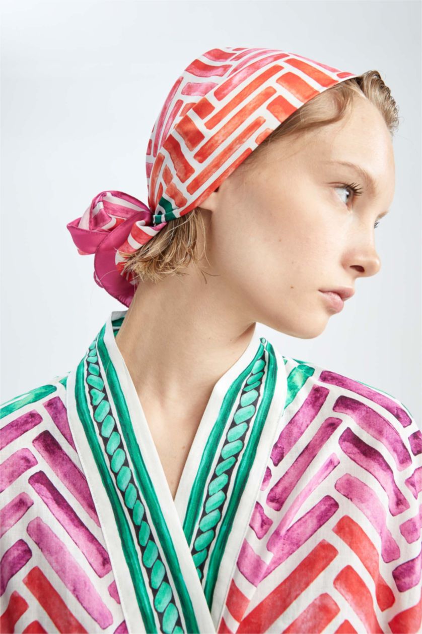 WOMAN Karma Nefes Istanbul X Defacto Patterned Satin Scarf