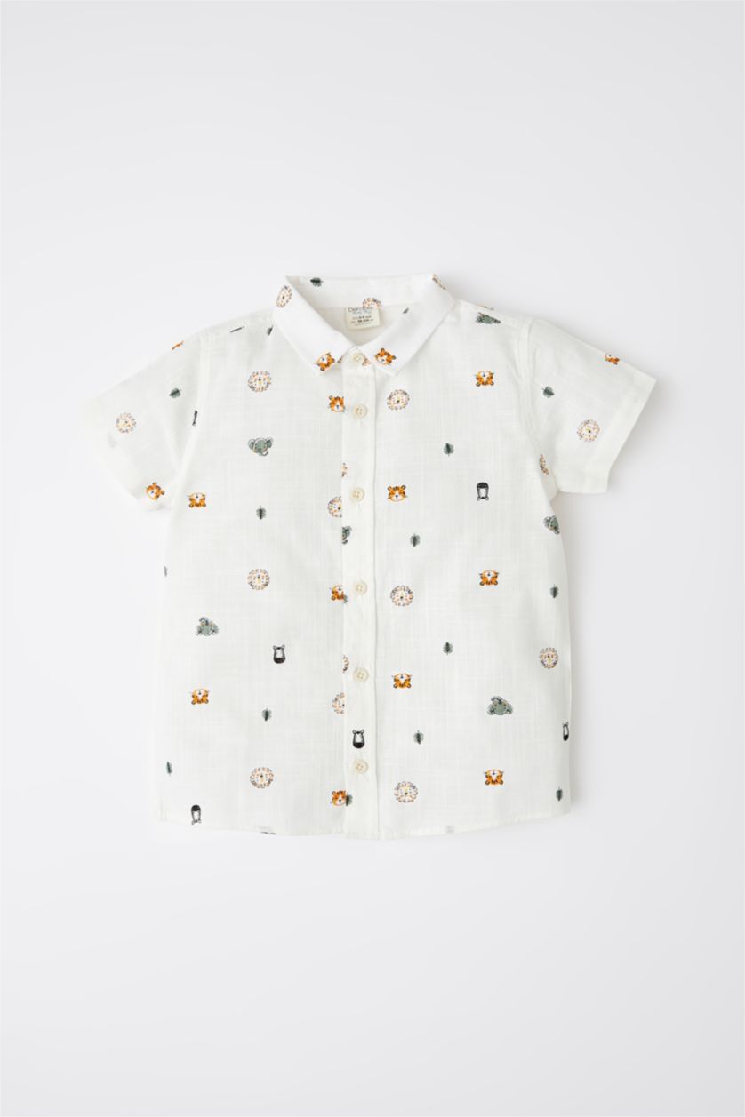 BÉBÉ GARÇON Écru Chemises à manches courtes Col De Chemise Manche Courte Animal