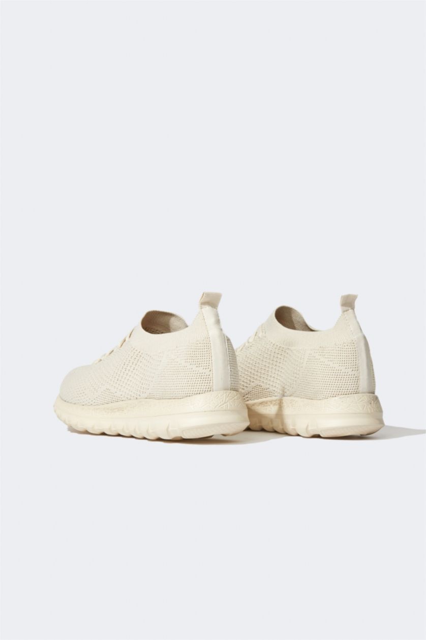 FEMME Beige Espadrilles à fond plat à lacets pour femmes