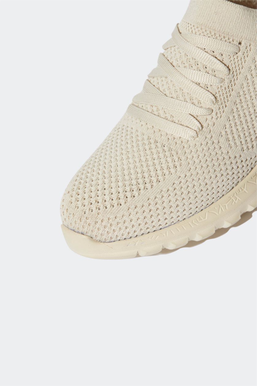 FEMME Beige Espadrilles à fond plat à lacets pour femmes