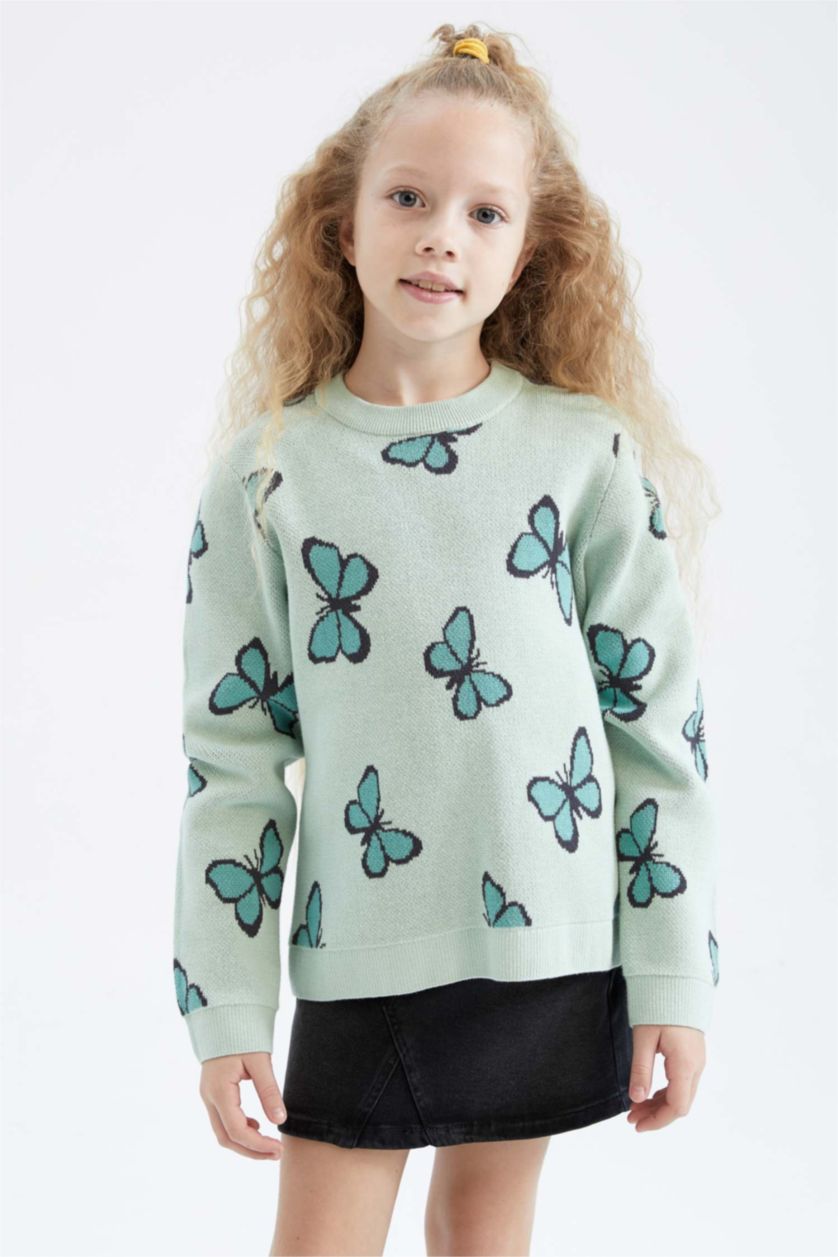 GIRLS & TEENS Mint بلوفر تريكو قصة عادية