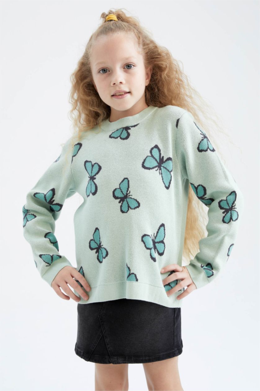 GIRLS & TEENS Mint بلوفر تريكو قصة عادية