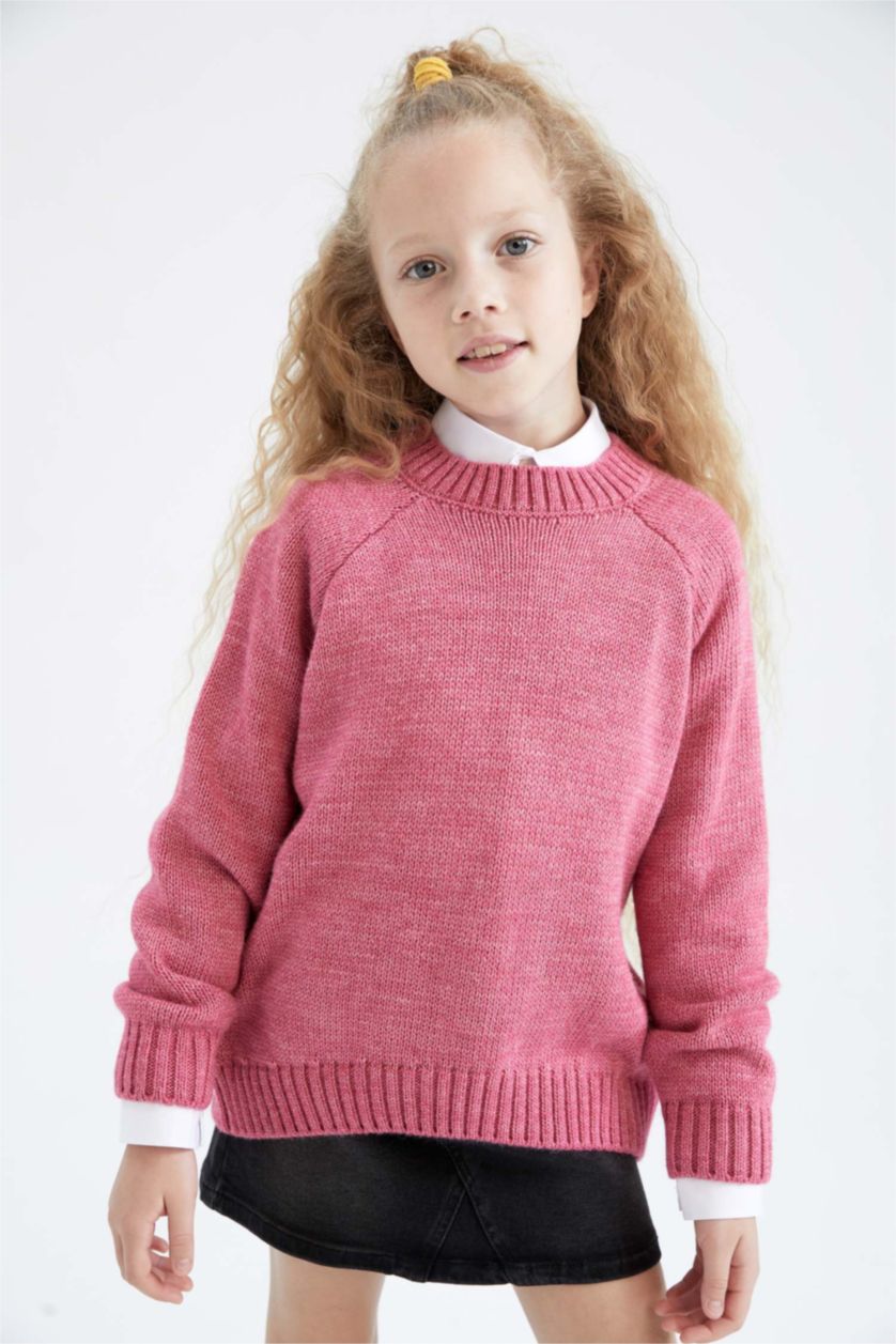 Girls & Teens Fushsia Girls Oversize Fit Crew Neck Pullover
