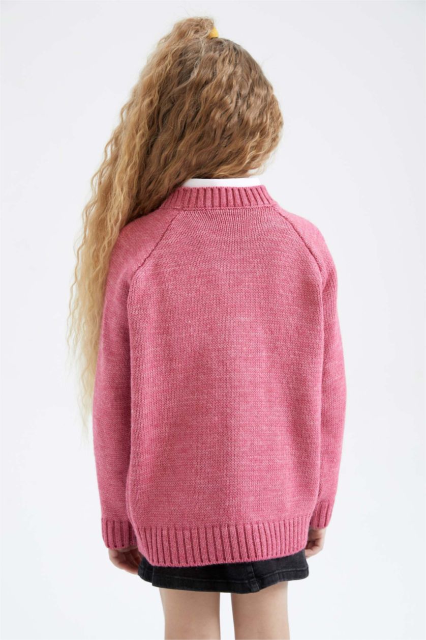 Girls & Teens Fushsia Girls Oversize Fit Crew Neck Pullover