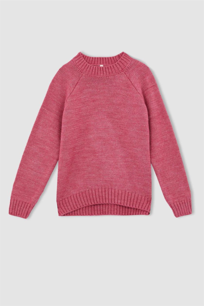 Girls & Teens Fushsia Girls Oversize Fit Crew Neck Pullover