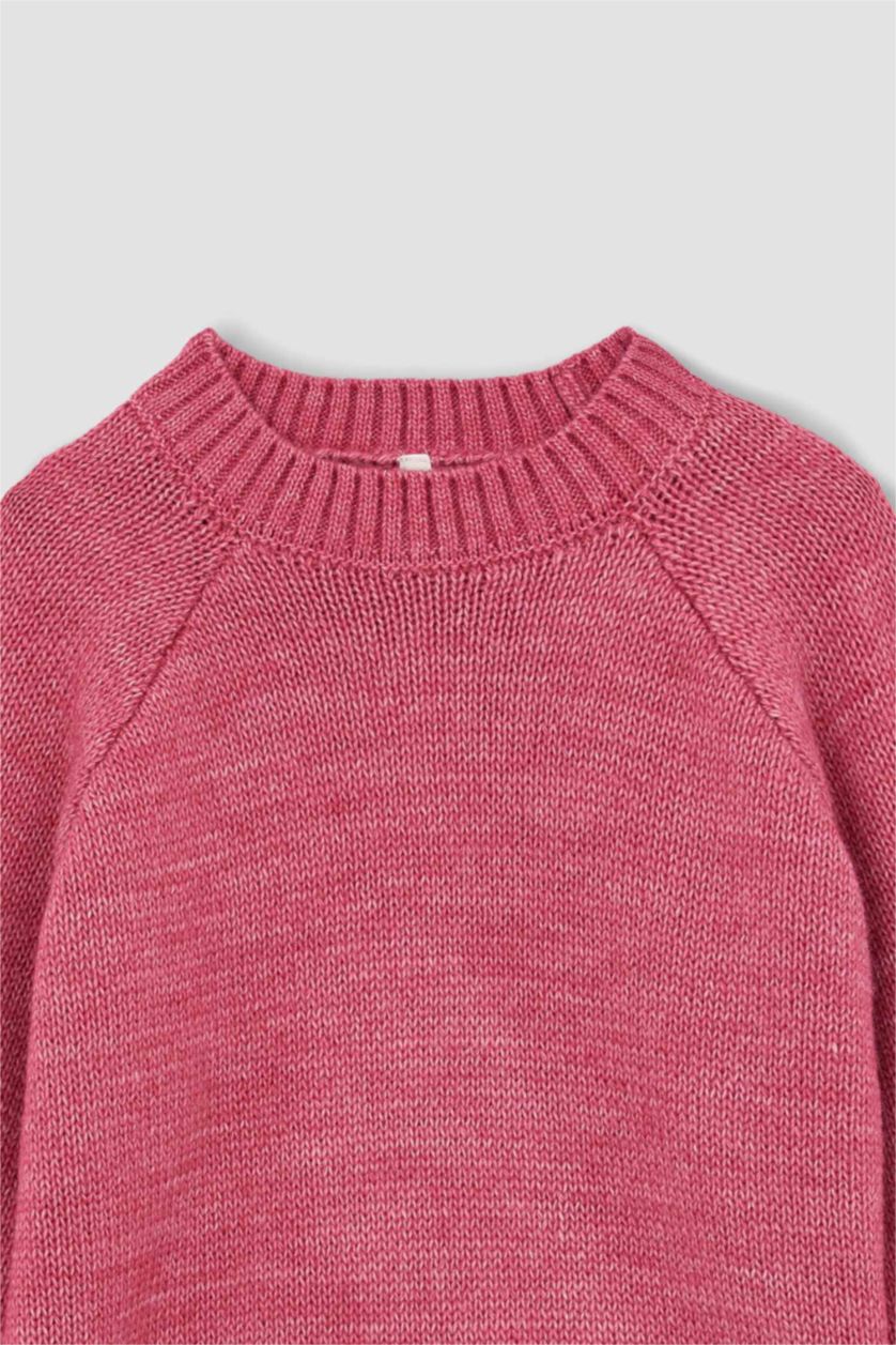 Girls & Teens Fushsia Girls Oversize Fit Crew Neck Pullover