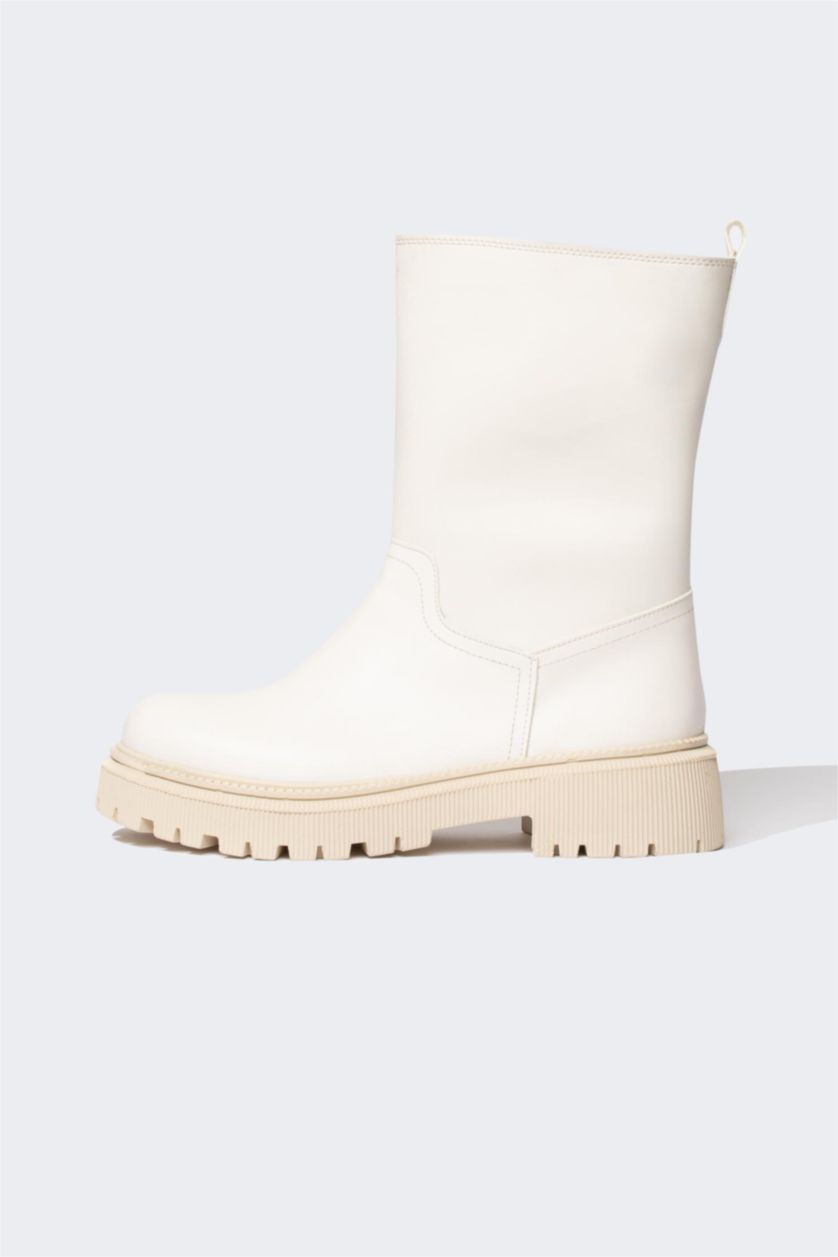 FEMME Beige Clair Bottes Semelle Épaisse Femme