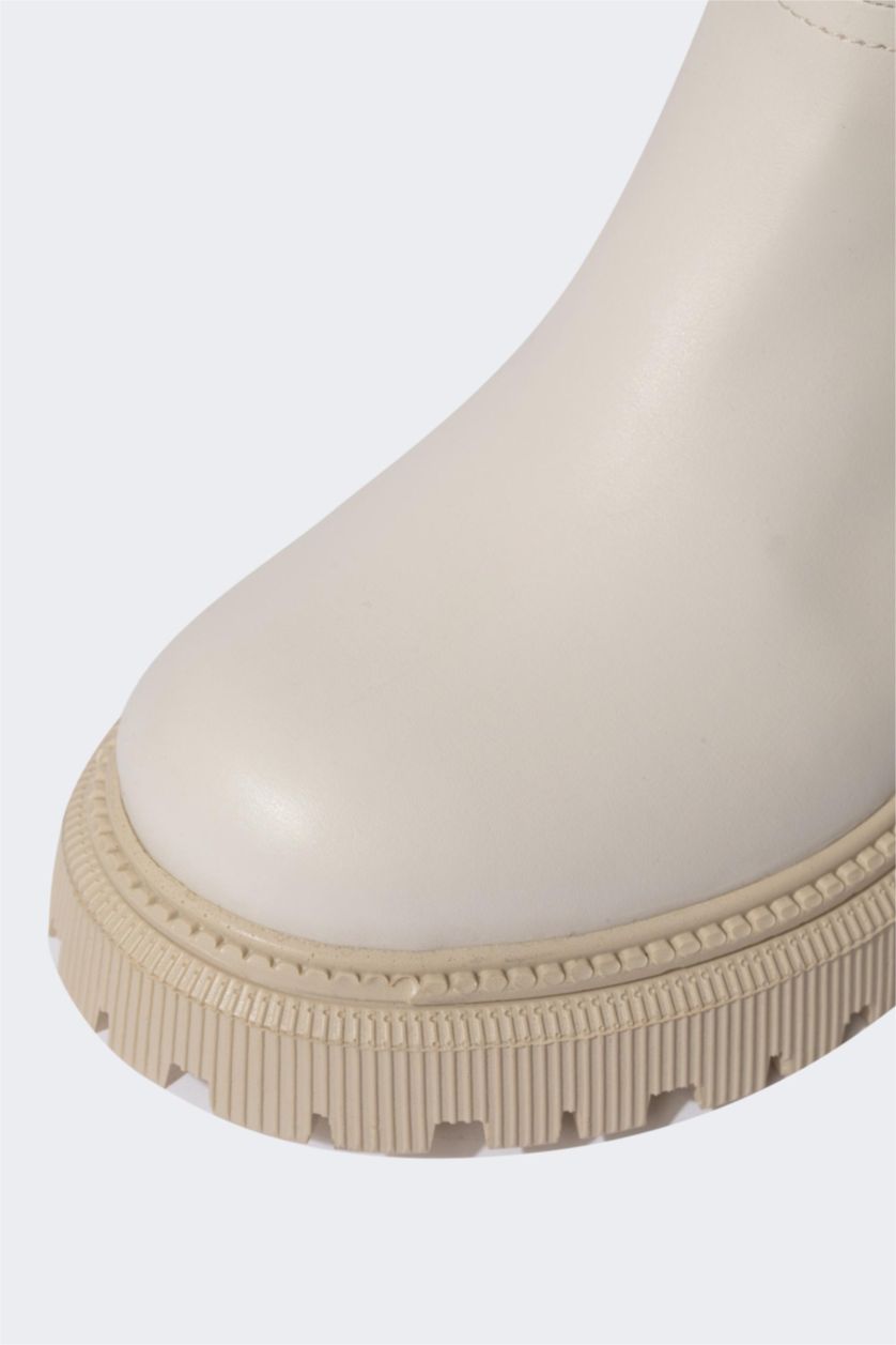 FEMME Beige Clair Bottes Semelle Épaisse Femme