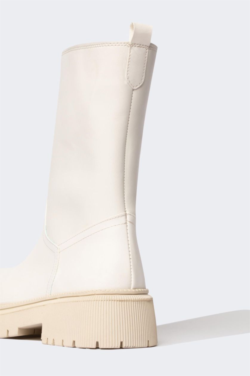 FEMME Beige Clair Bottes Semelle Épaisse Femme