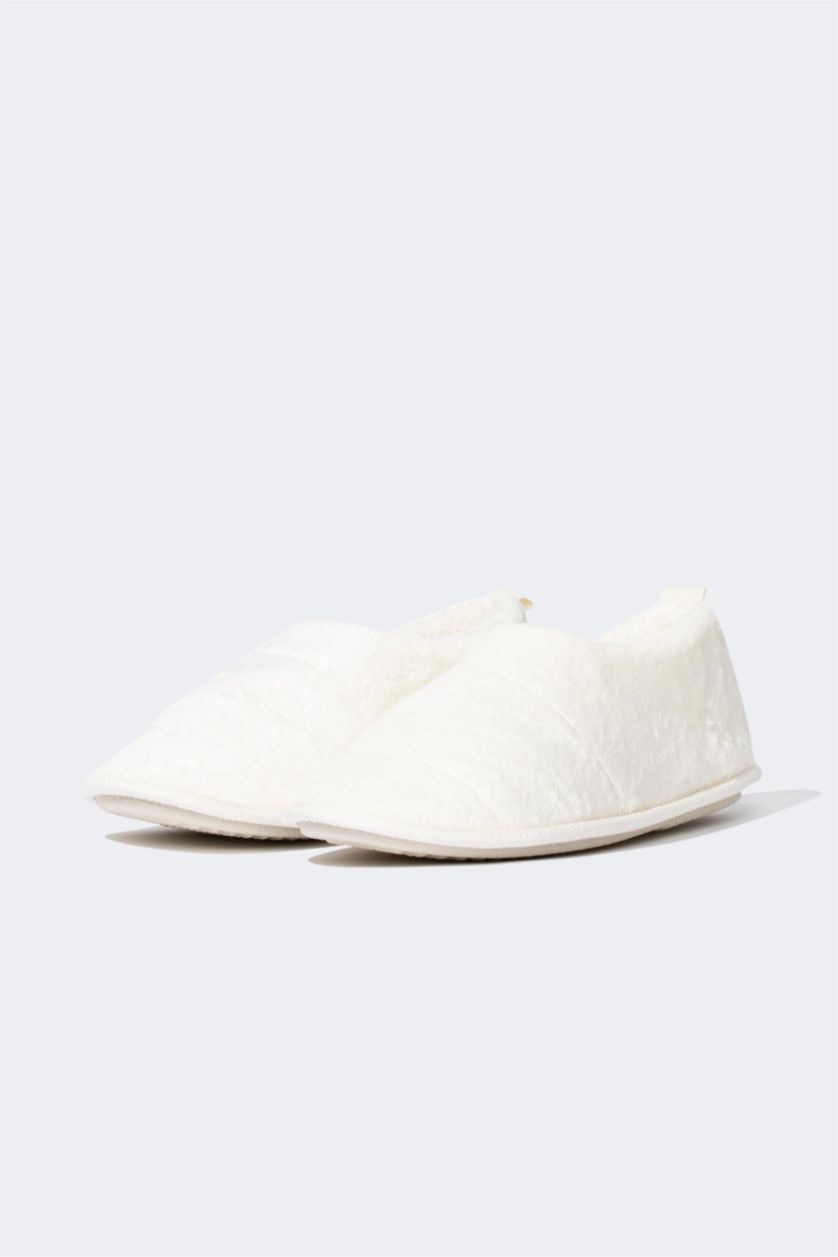 Kadın Ekru Kadın Fall in Love Düz Taban Kışlık Slip On Ev Terliği