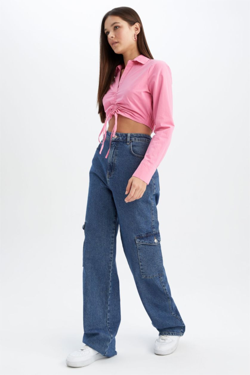 FEMME Rose Slim Fit Poplin Long Sleeve Shirt