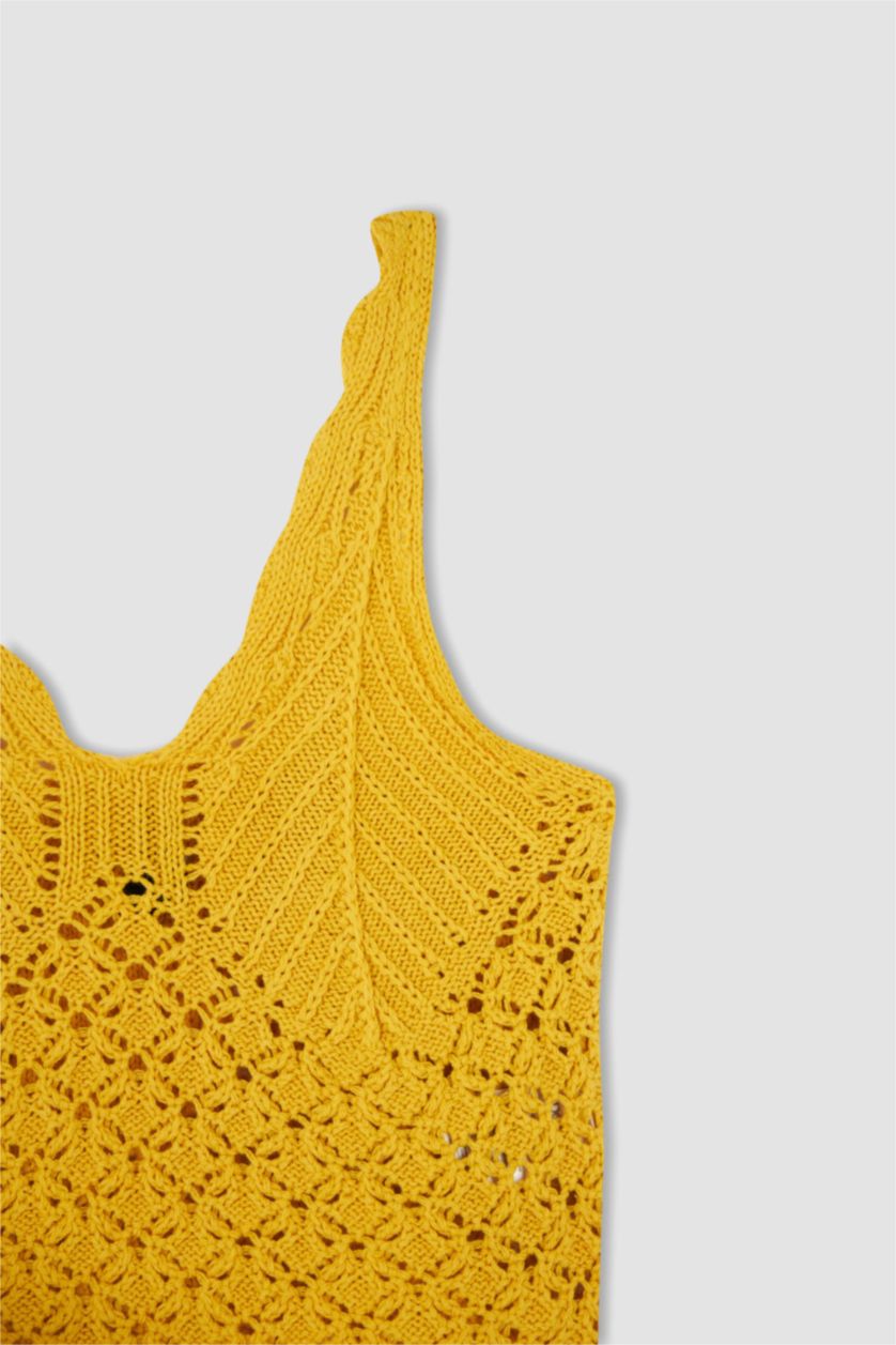 Женщины Оранжевый Майка стандартного кроя с кружевом